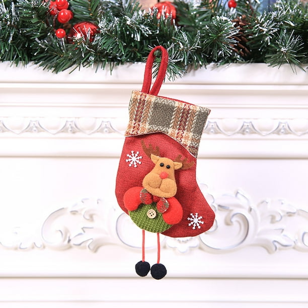 Christmas Stocking Mini Sock Santa Claus Candy Gift Bag Xmas Tree Hanging Decor